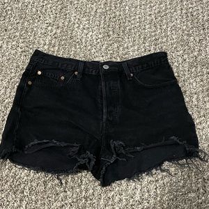 Levi’s 501 Distressed Black Jean shorts